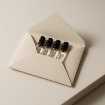 Perfume sample vials tucked into a small envelope