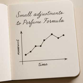 Notebook page with a hand-drawn graph of formula adjustments